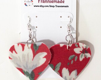 Cath Kidston Oilcloth Heart Earrings: Lightweight Dangle Drop Earrings