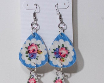 Cath Kidston Oilcloth Dangle Earrings: Floral Lightweight Drops