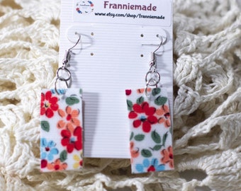 Cath Kidston Floral Oilcloth Earrings: Lightweight Dangly Earrings