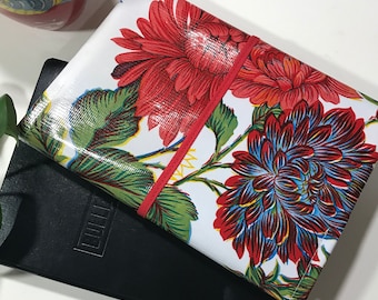 Custom Oilcloth Bible Cover: Floral Print, Waterproof with Pocket