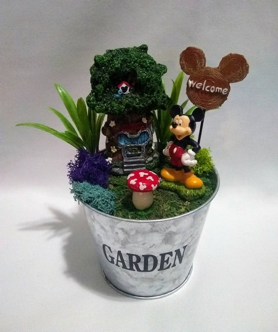 Mickey Mouse Fairy Garden 11 Piece Set W Pot Indoor Home Etsy