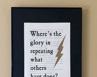 Where's the glory in repeating what others have done?; Percy Jackson page; Literary Gift; Librarian gift; Graduation gift