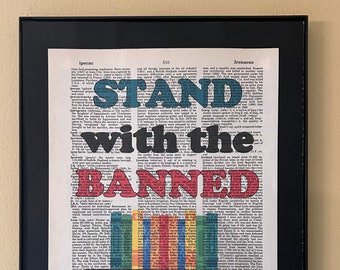 Stand with the banned. Read banned books; Banned books; Gifts for readers; literary gift; Librarian gift; Library decor