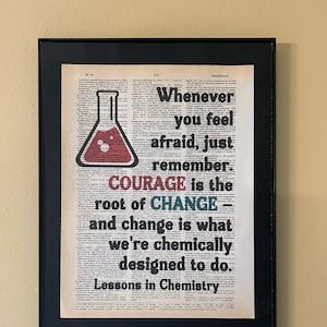 Courage is the root of change and change is what we are chemically designed to do; Lessons in Chemistry; literary gift; Science teacher