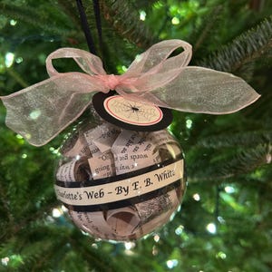 Charlotte&#39;s Web Book Ornament; E. B. White; Literary Gifts; Teacher Gifts; Gifts for Librarians