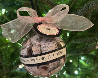 Charlotte's Web Book Ornament; E. B. White; Literary Gifts; Teacher Gifts; Gifts for Librarians