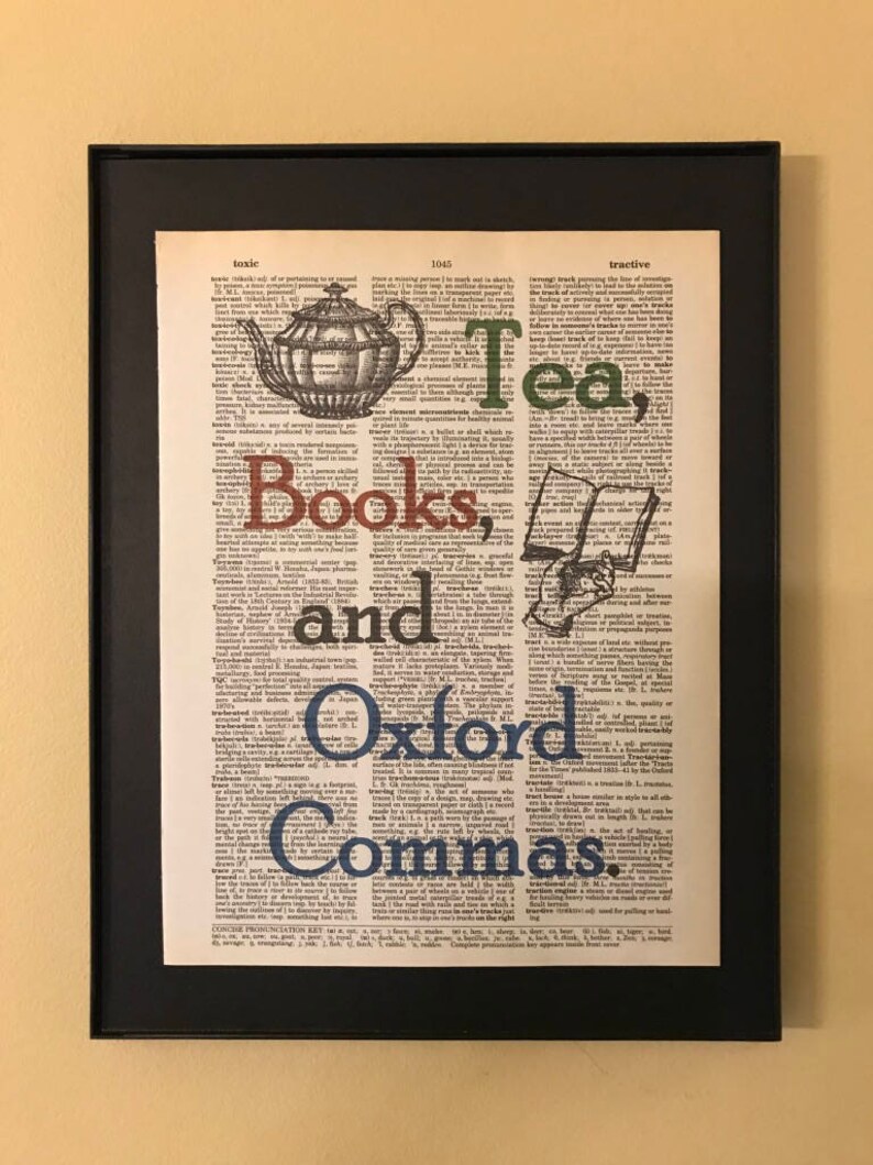 Tea Books and Oxford Commas Gifts for Readers Dictionary Etsy