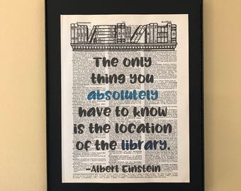 The only thing you absolutely have to know is the location of the library; Gifts for readers; Dictionary Print; Page Art;