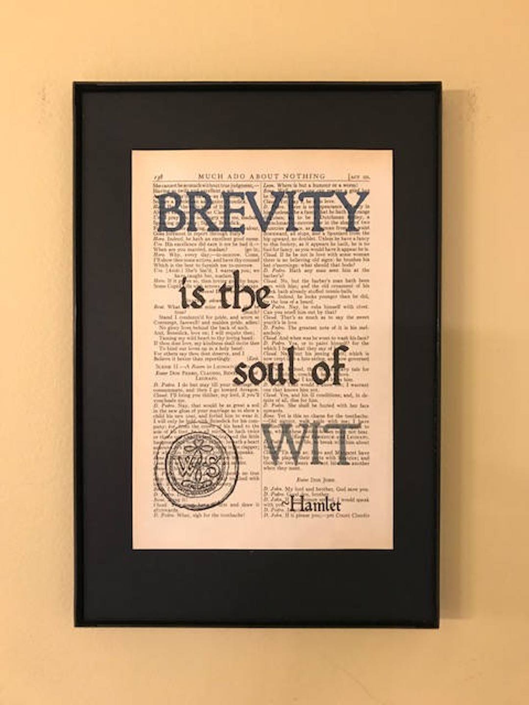 Brevity is the Soul of Wit Shakespeare Page Art Gifts for Writers Graduation Gift Opening Night