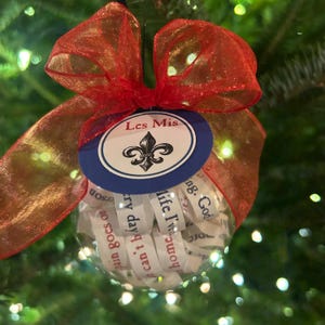 Les Miserables Ornament; Les Mis; Musical Theatre; Opening Night Gift; LItarary gift; Literary Ornament;