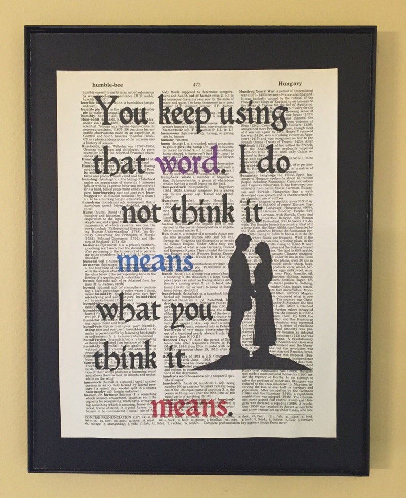 You keep using that word princess bride dictionary print etsy