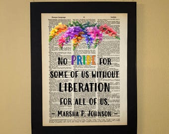 No pride for some of us without liberation for all of us; LGBTQ Rights; Pride gift; Page Art; Library decor; Resist; Trans rights