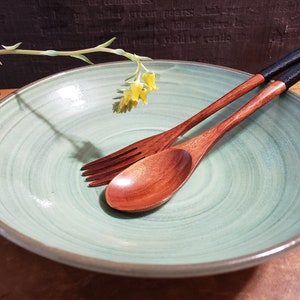 Celadon Green Pasta Dish with a Natural Brush Swirl Design, an Individual Serving Bowl for Pasta/Salad/Side Dish, a Shallow Serving Bowl.