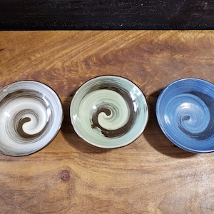 A Set of 3 Small Bowls with Natural Brush Swirl, Olive Oil/Soy Sauce Dipping Bowls, Snack, Dessert, Spices, Prep, Side Dish Bowl.