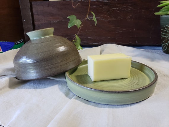 Ceramic Butter Dish with a Snowflake, Dessert Bowl with Plate, Rustic, Earthy and Elegant Food Presentation Dish. Great Handmade Gift