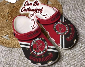 Baseball ADiamondbacks Scarpe con zoccoli personalizzati con logo da baseball, scarpe con zoccoli personalizzati comode per uomo e donna
