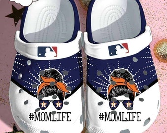 Astros Mom Life Gift per scarpe con zoccoli in gomma per tifosi, scarpe con zoccoli personalizzati comode per uomini e donne