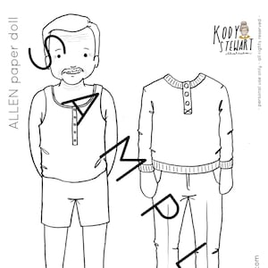 Paper Doll Printable | Grandpa Character | Craft Kit | Birthday Party | Adult Colouring Sheet | Modern Paper Doll | Printable |