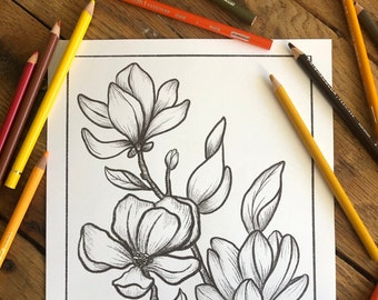 Magnolia-Colouring Sheet Printable
