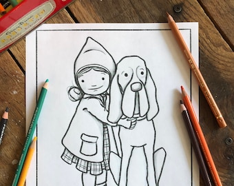 Colouring Sheet PUPPY HUGS (2 Pages)