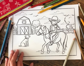 Digital Download | LIL COWGIRL Colouring Sheet | kids coloring | adult coloring | coloring sheet | printable | activity sheet