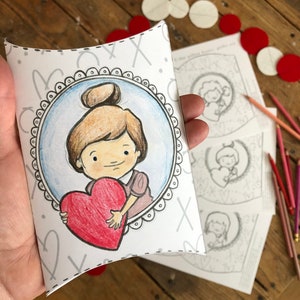 Valentines Colouring Pillow Boxes Girlie Set of 4
