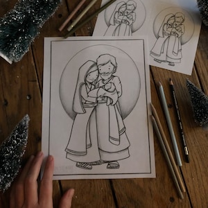 Lil Christmas Family Colouring Page & Card Set image 1