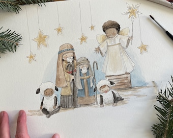 DIGITAL PRINT SET |  Do not be afraid | Winter chit chat| Christmas Nativity | Holiday Artwork |Holiday Prints |Digital Artwork