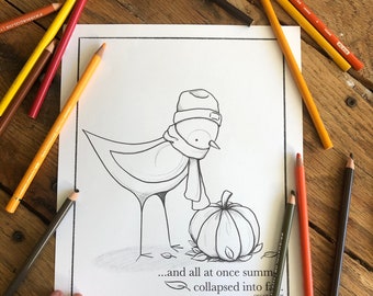 Fall Birdie -Colouring Sheet Printable