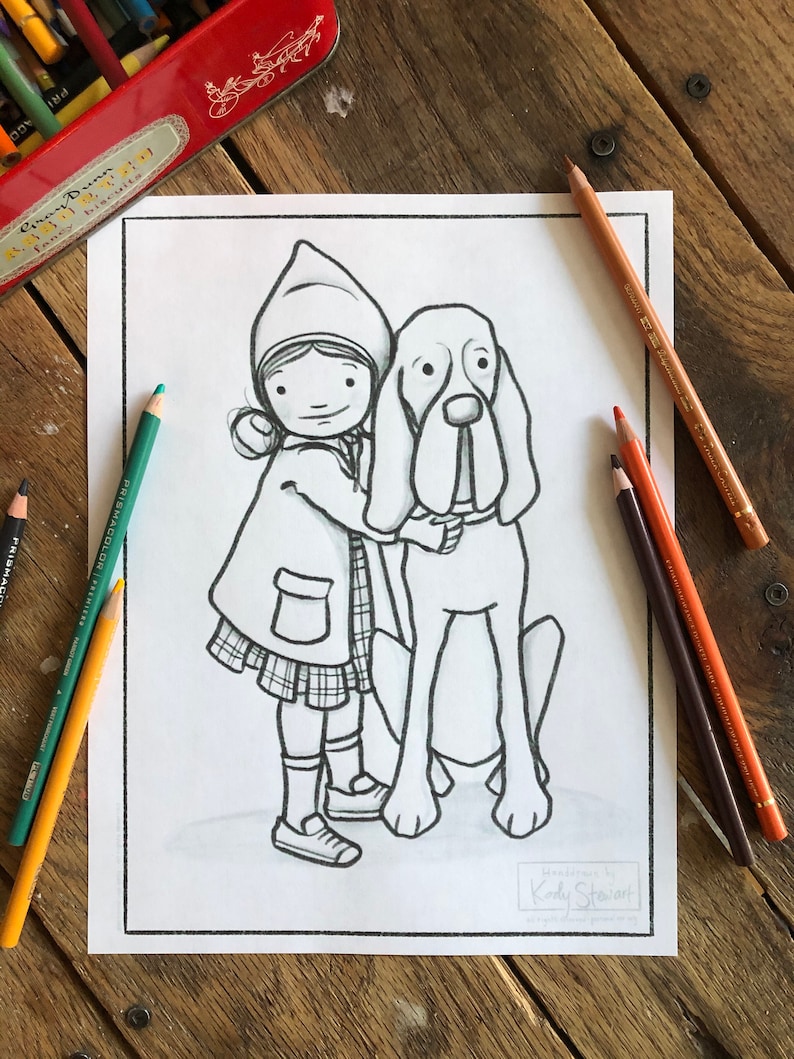 Colouring Sheet PUPPY HUGS 2 Pages image 1