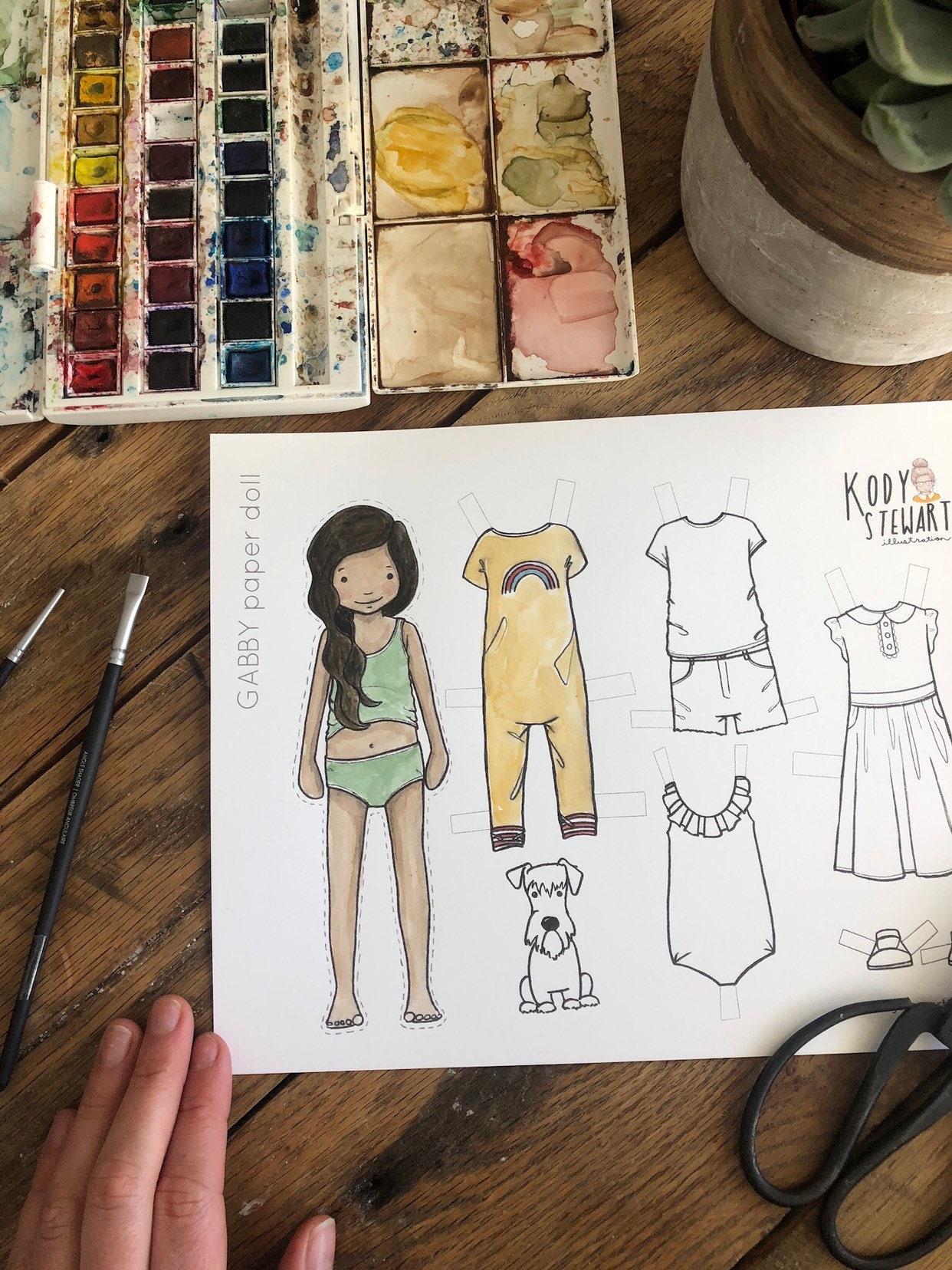 Paper Doll Printable | GABBY GIRL | Craft Kit | Birthday Party | Adult Colouring Sheet | Modern Paper Doll | Printable | Quarantine Craft