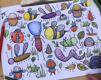 Digital Download | LIL BUGS | Coloring Book | Colouring Book | Adult Colouring Book | Colouring Placemat | Digital Colouring