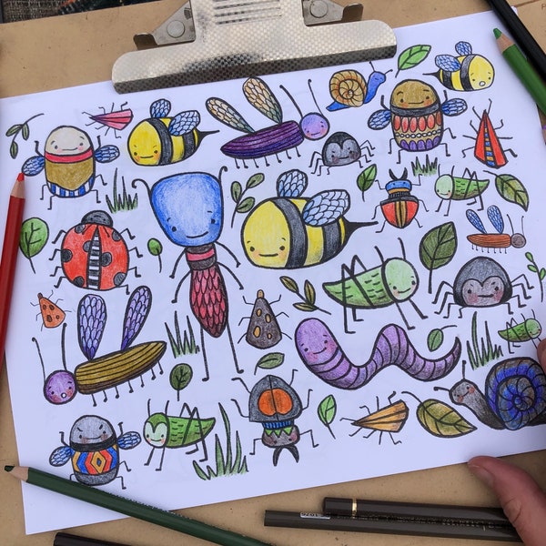 Digital Download | LIL BUGS | Coloring Book | Colouring Book | Adult Colouring Book | Colouring Placemat | Digital Colouring