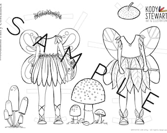 Paper Doll Printable | Woodland Fairy | Craft Kit | Birthday Party | Adult Colouring Sheet | Modern Paper Doll | Printable