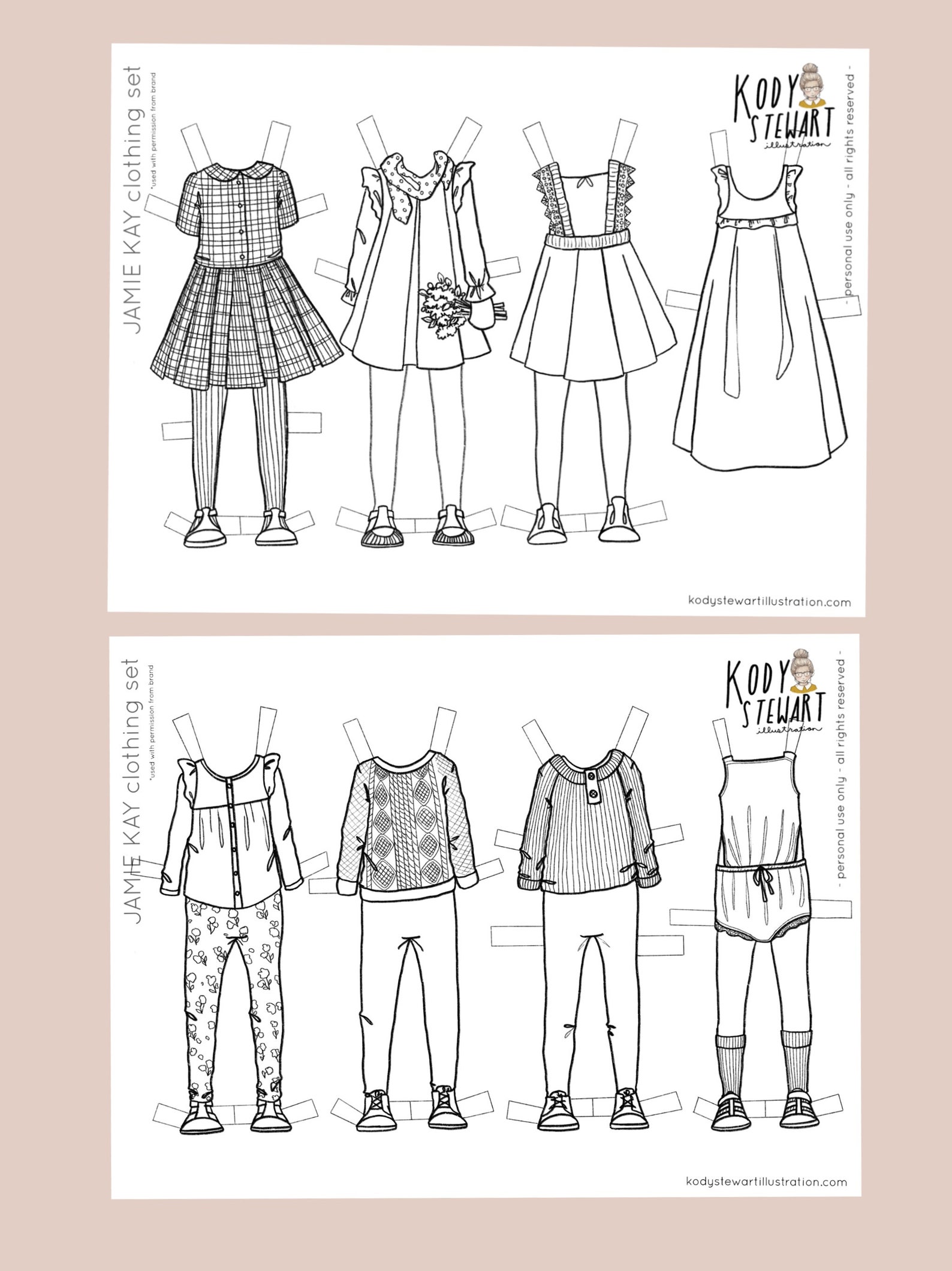 Paper Doll Printable | JAMIE KAY OUTFITS | Craft Kit | Birthday Party ...