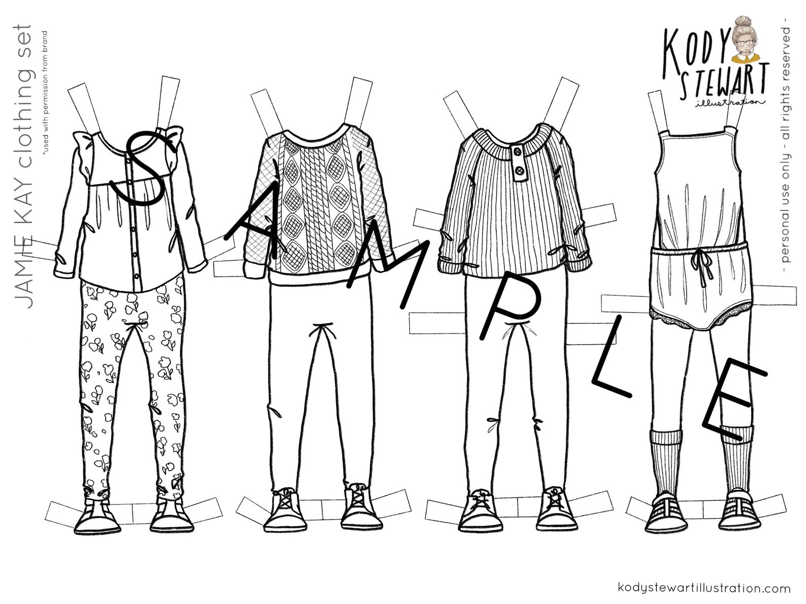 Paper Doll Printable | JAMIE KAY OUTFITS | Craft Kit | Birthday Party ...