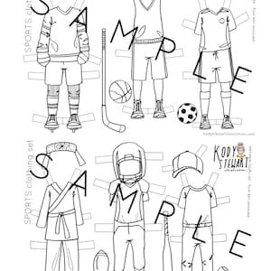 Poupée en papier imprimable | Vêtements de SPORT | Kit d'artisanat | Fête d'anniversaire | Feuille de coloriage adulte | Poupée en papier moderne | Imprimable |