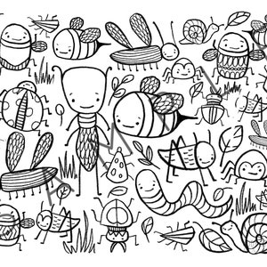 Digital Download LIL BUGS Coloring Book Colouring Book Adult Colouring Book Colouring Placemat Digital Colouring image 2