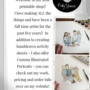 May include: A digital illustration of a family portrait with a dog. The illustration is done in a watercolor style with soft colors. The text "Kody Stewart" is in the upper right corner of the image.