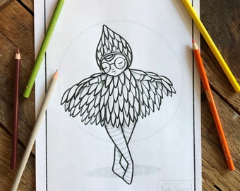 Colouring Sheet OWL DANCER