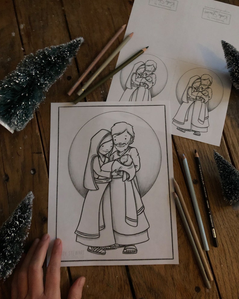 Lil Christmas Family Colouring Page & Card Set image 1
