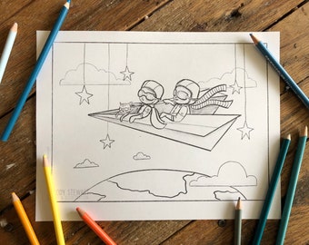 Digital Download | ON TOP of the WORLD  Colouring Sheet | kids coloring | adult coloring | coloring sheet | activity sheet | printable