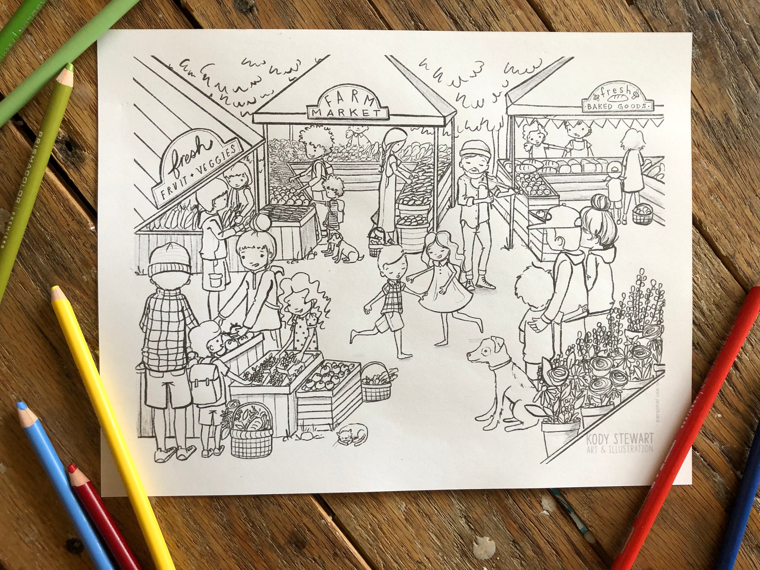 Colouring Sheet MARKET DAY | Etsy