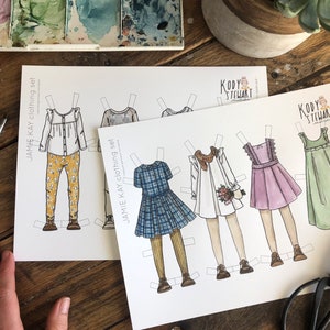 Paper Doll Printable | JAMIE KAY OUTFITS | Craft Kit | Birthday Party | Adult Colouring Sheet | Modern Paper Doll | Printable