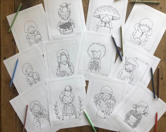 Digital Download | GIRL PORTRAITS | Coloring Book | Colouring Book | Adult Colouring Book | Colouring Placemat | Digital Colouring