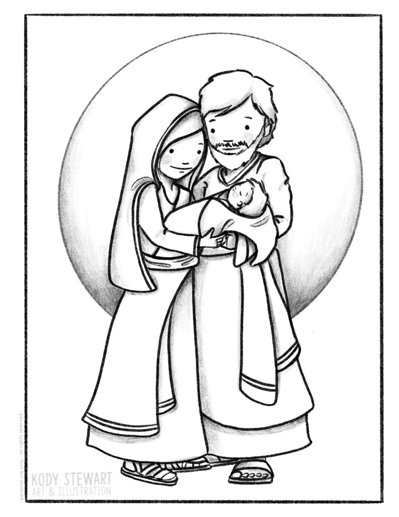 Lil Christmas Family Colouring Page & Card Set image 2