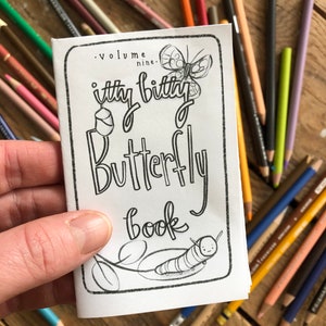 Mini livro para colorir | Livro Itty Bitty BORBOLETA | Página para colorir para adultos | Coloração infantil | Artesanato DIY para crianças | Artesanato de Borboleta