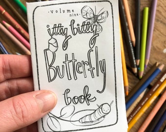 Mini Colouring Book | Itty Bitty BUTTERFLY Book | Adult Colouring Page | Kids Colouring | DIY Kids craft | Butterfly Craft