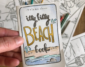 Mini Colouring Book | Itty Bitty Beach Book | Adult Colouring Page | Kids Colouring | DIY Kids craft | beach craft