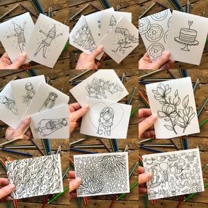 BUNDLE de cartes de vœux | 55 cartes imprimables | carte d'anniversaire | je pense à toi | tu me manques | Fête des Mères | coloriage | Faire-part bricolage